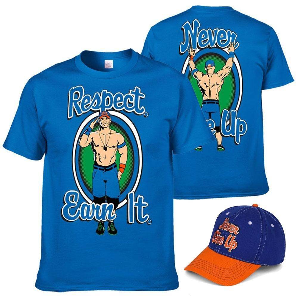 John Cena Costume Set With T-shirt Hat for Adult Kids Boys - zzcosplay