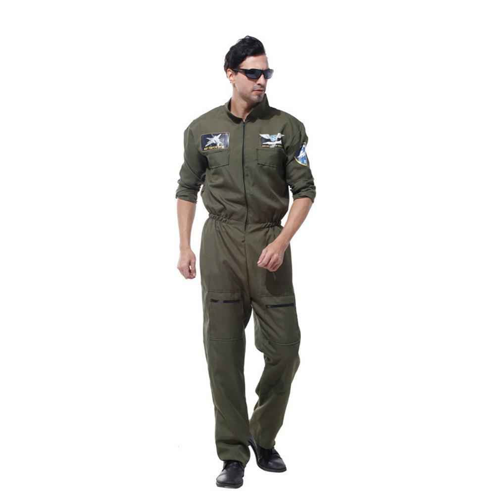 Mens Top Gun Jumpsuit Costume Adult Flight Suit Pilot Aviator Uniform