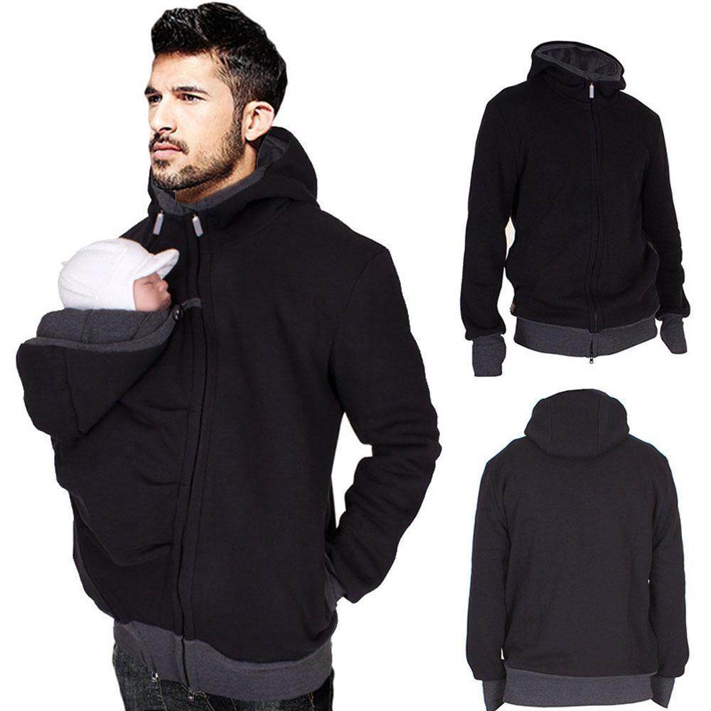 Kangaroo Men Dad Baby Carrier Coat Hoodie Jacket Hooded Sweater - zzcosplay