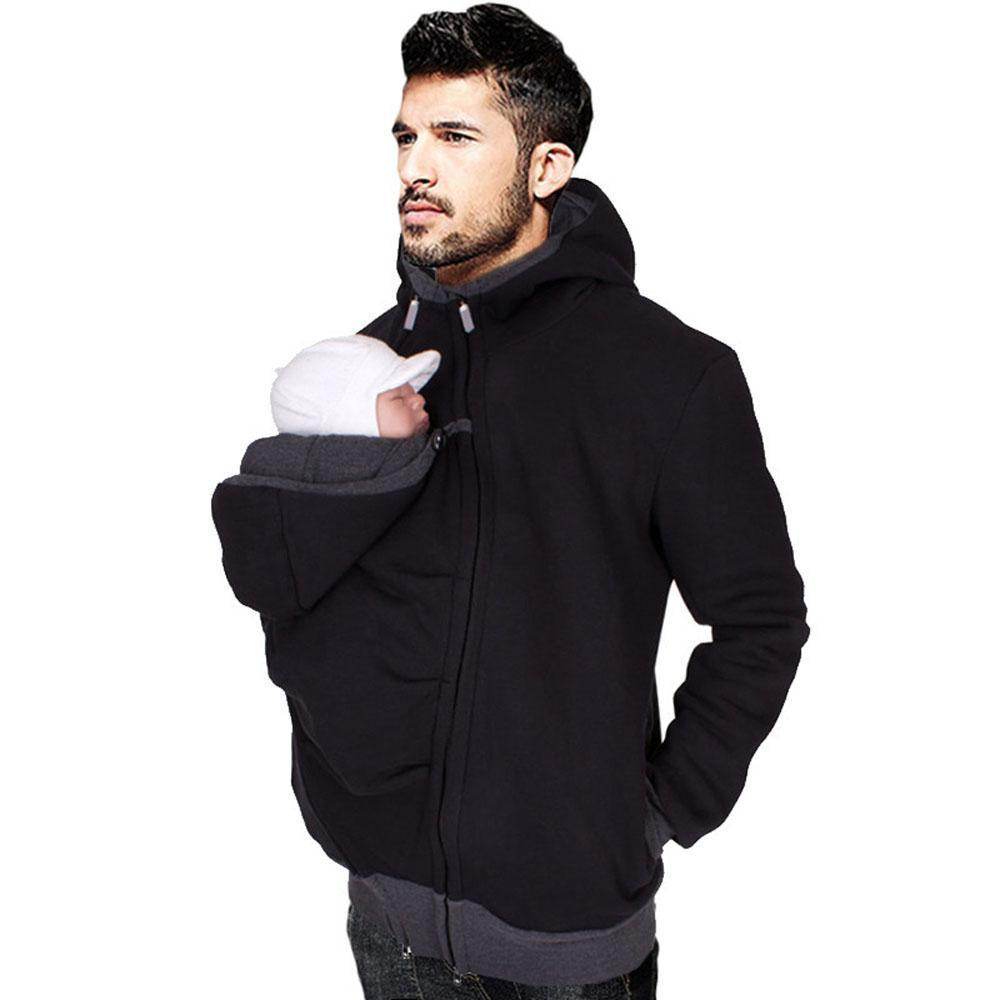 Kangaroo Men Dad Baby Carrier Coat Hoodie Jacket Hooded Sweater - zzcosplay