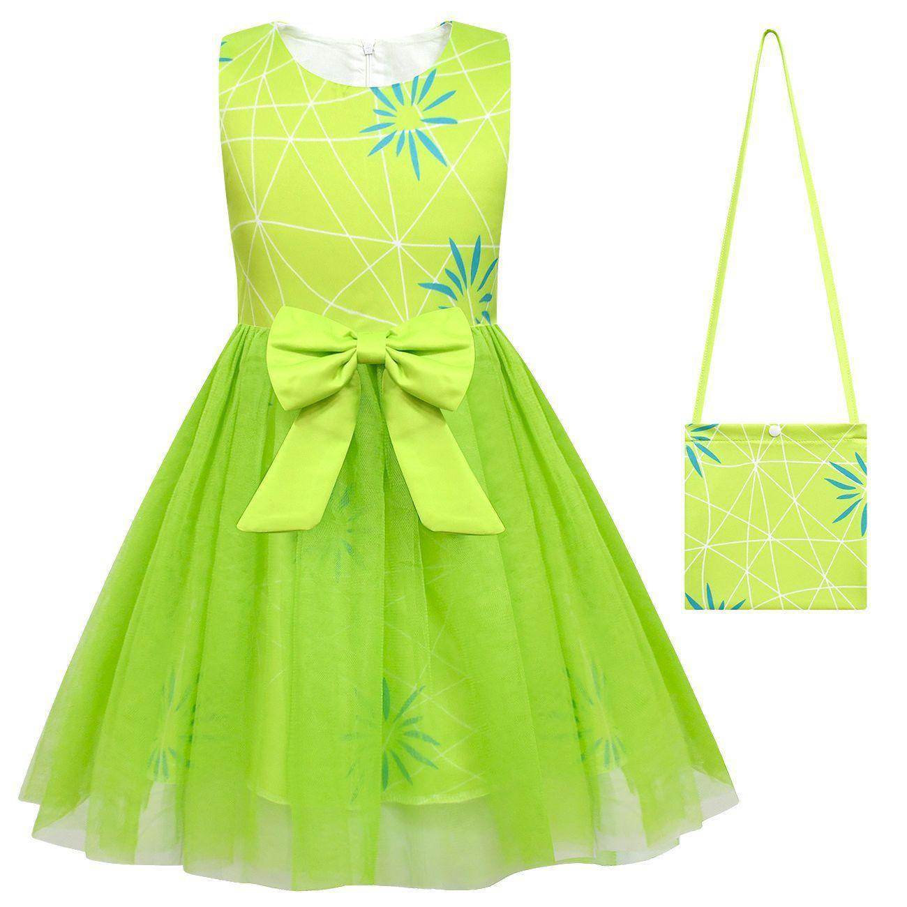 Kids' Inside Out Joy Tutu Dress Costume Cosplay Princess Gown with Bag and Mask - zzcosplay