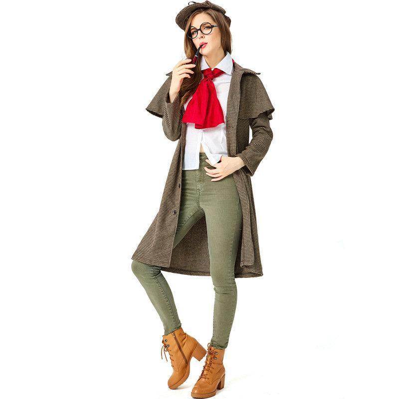 Lady Sherlock Holmes Cosplay Costume Halloween Coat Outfits Women - zzcosplay