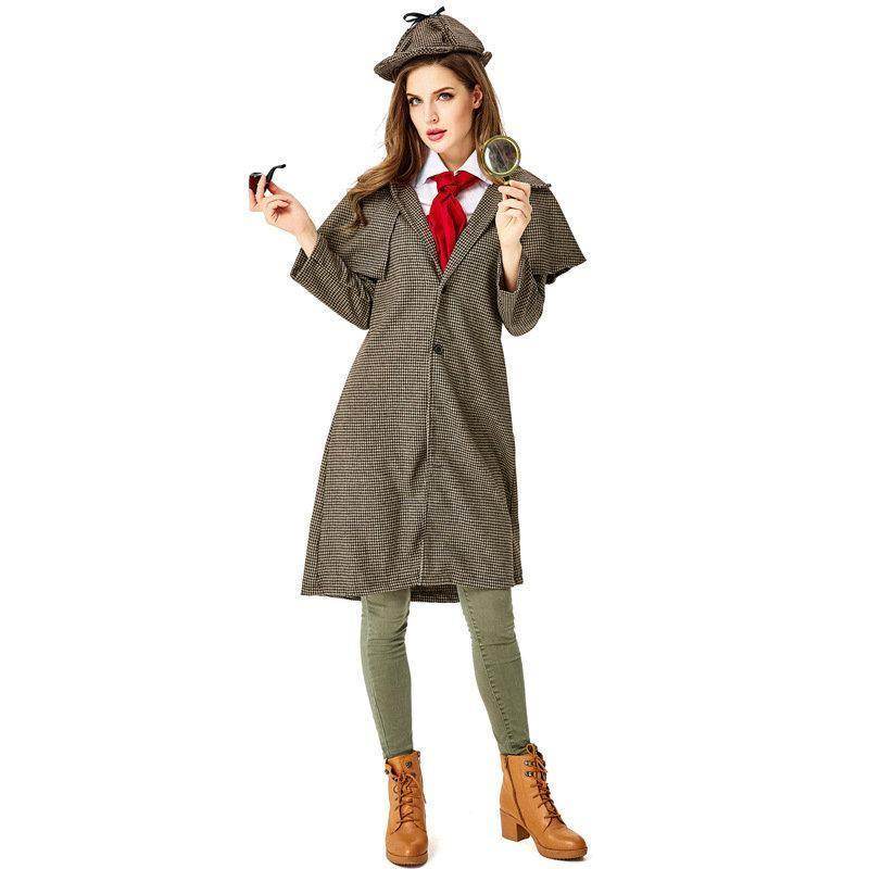 Lady Sherlock Holmes Cosplay Costume Halloween Coat Outfits Women - zzcosplay