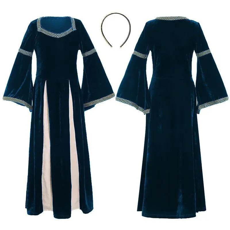 medieval fancy dress Costume Girls Children long dress with trumpet sleeves - zzcosplay