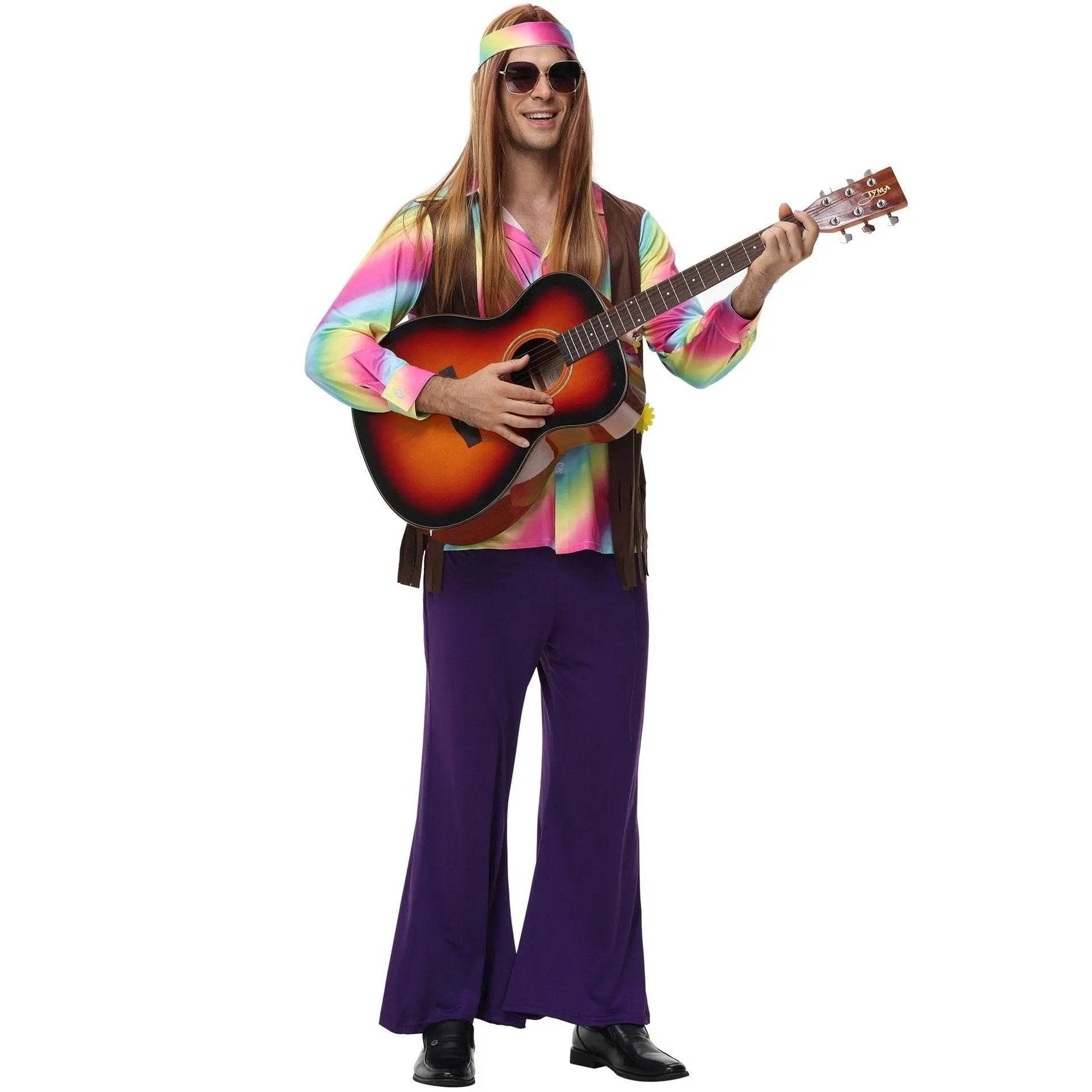 men's 70s disco hippie costume music festival rock dance party - zzcosplay