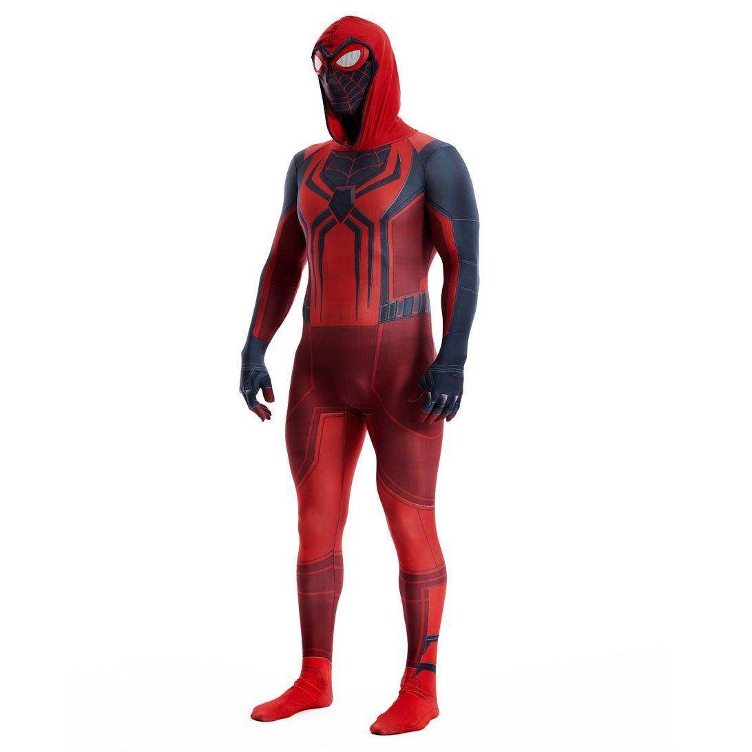 Miles Morales Crimson Cowl Spider Man Costume Red Cape Halloween Cosplay for Kids and Adults - zzcosplay