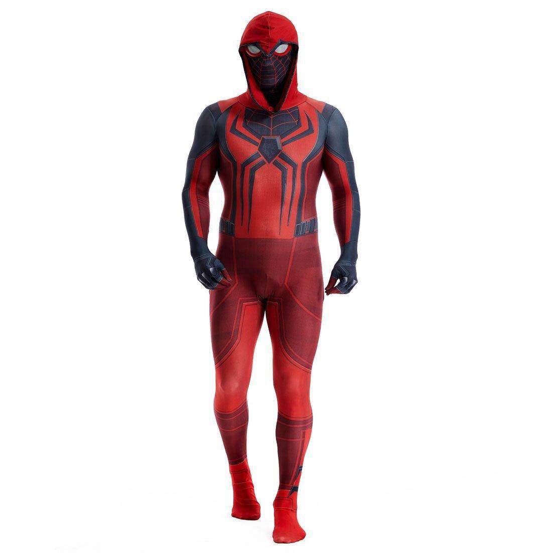 Miles Morales Crimson Cowl Spider Man Costume Red Cape Halloween Cosplay for Kids and Adults - zzcosplay