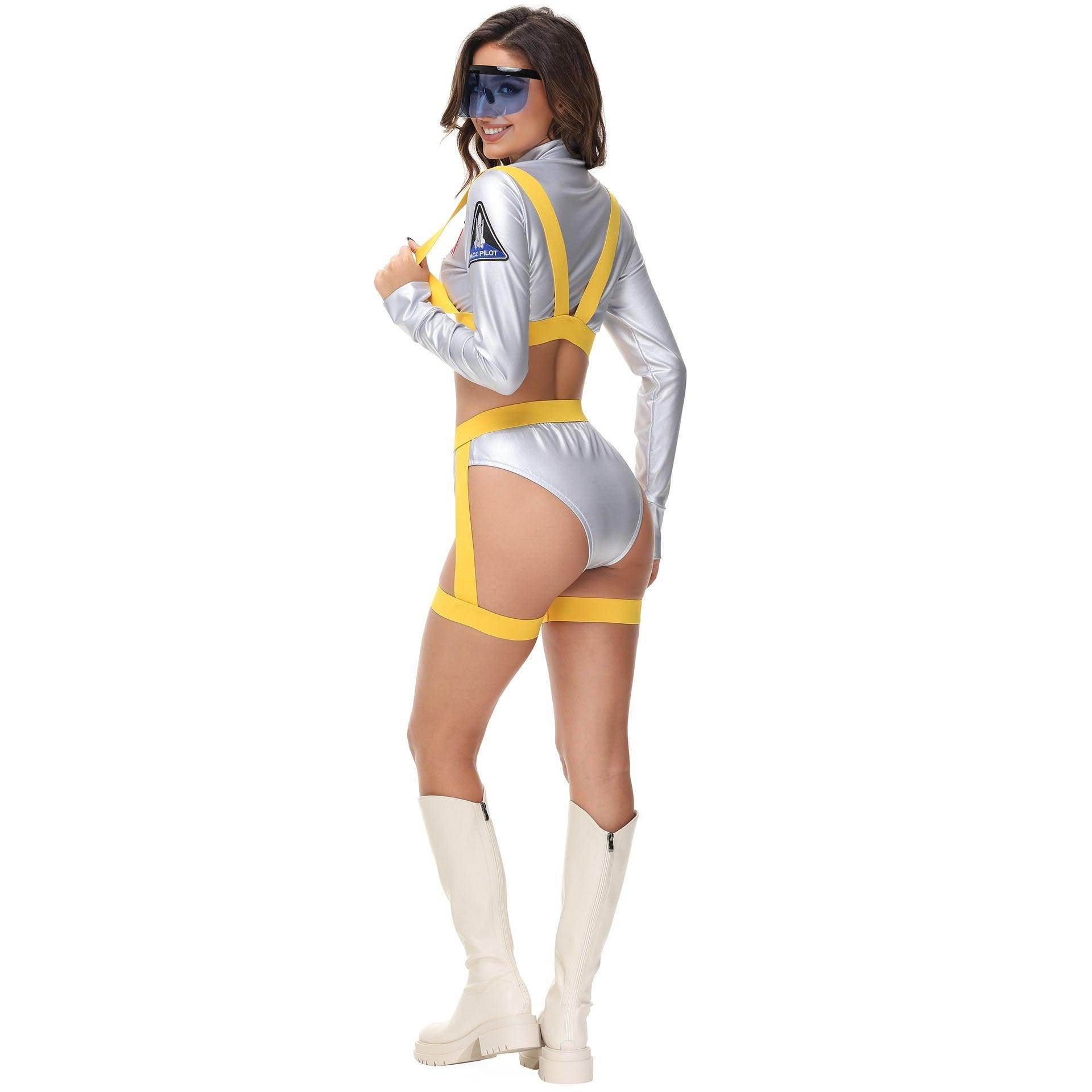 Nightclub Fun Gold Stamped Space Suit Astronaut Female Costume Music Festival Halloween - zzcosplay