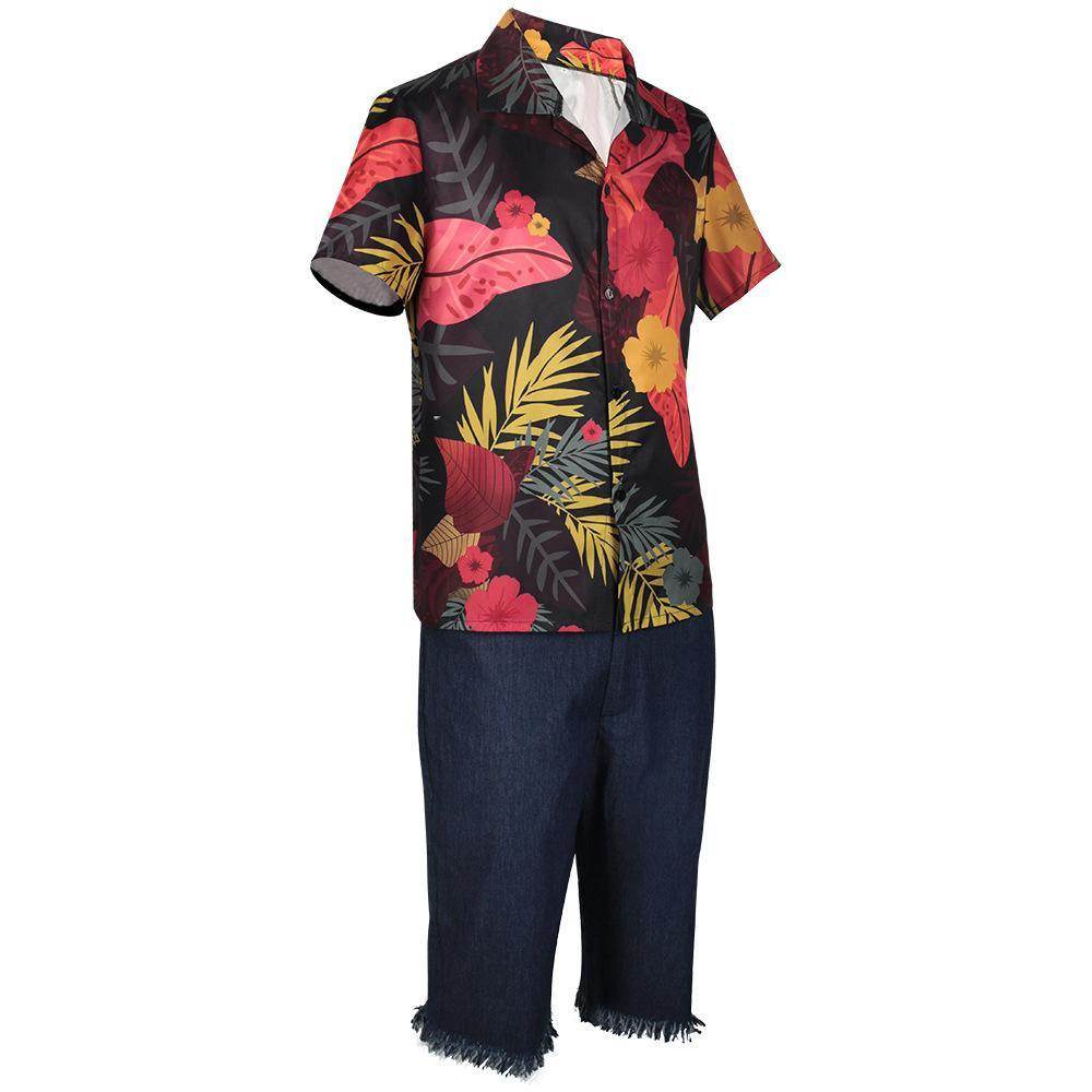 one picece luffy costume live floral shirt Anime Cosplay with straw hat - zzcosplay