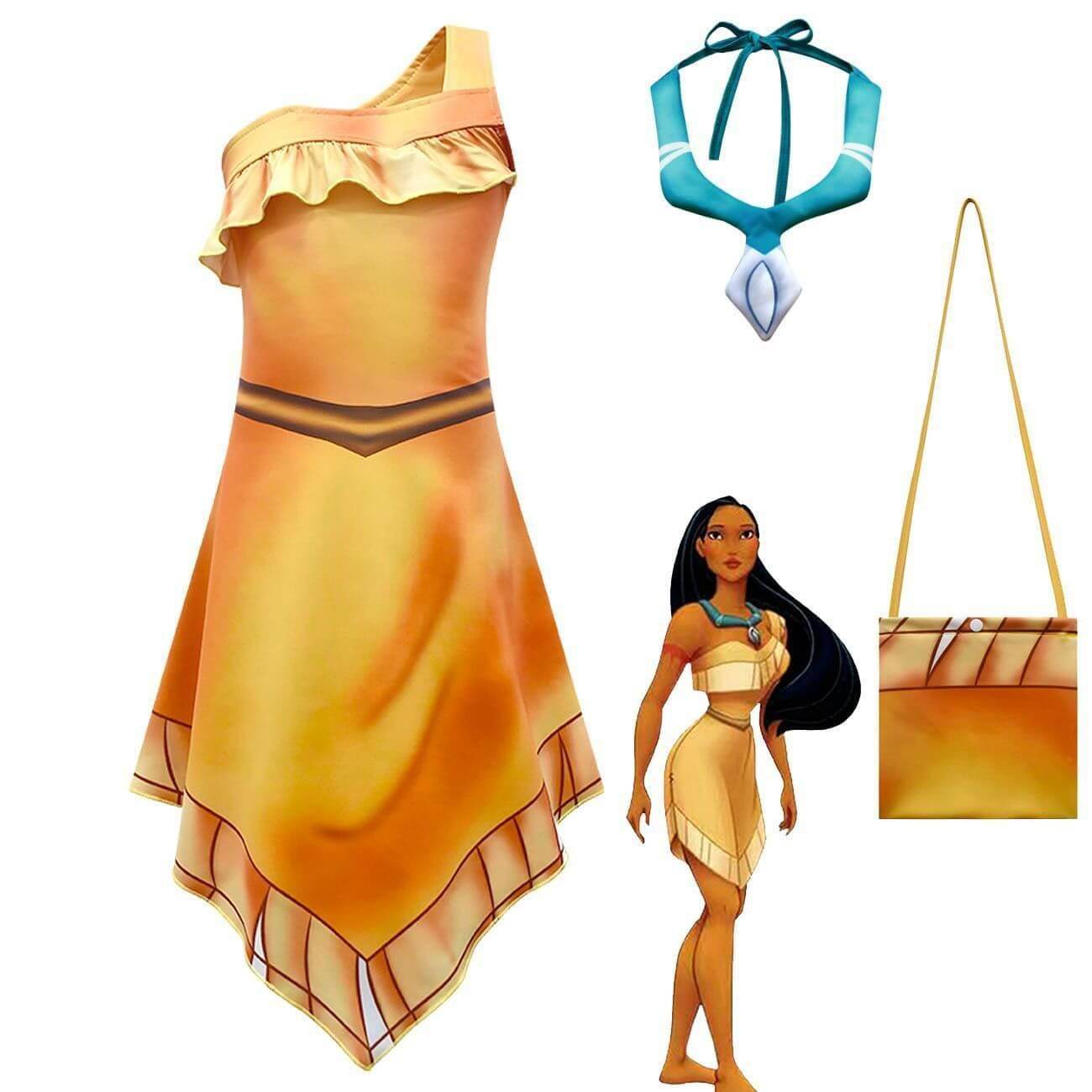 Pocahontas costume for girls Irregular dress Native American Kids Costume - zzcosplay