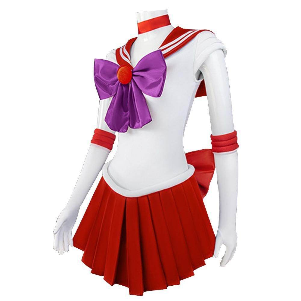 Sailor Moon Hino Rei Sailor Mars Cosplay Costume Red Uniform Dress Outfits Halloween - zzcosplay