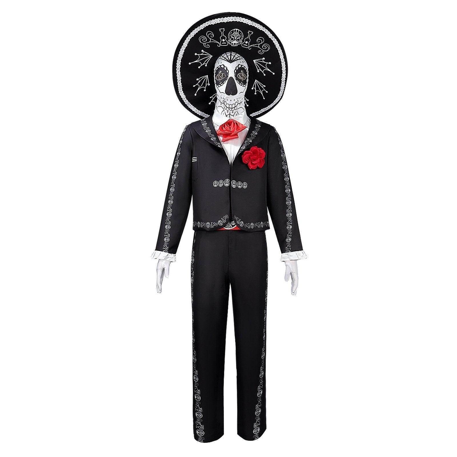 Scary Skeleton Suit - Black and White Halloween Pants and Jacket business suit cosplay - zzcosplay