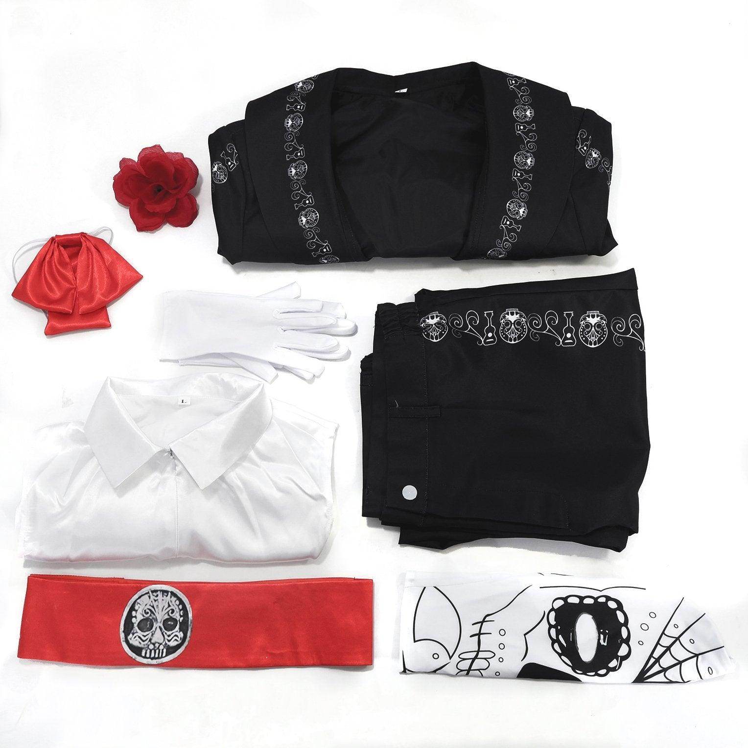 Scary Skeleton Suit - Black and White Halloween Pants and Jacket business suit cosplay - zzcosplay