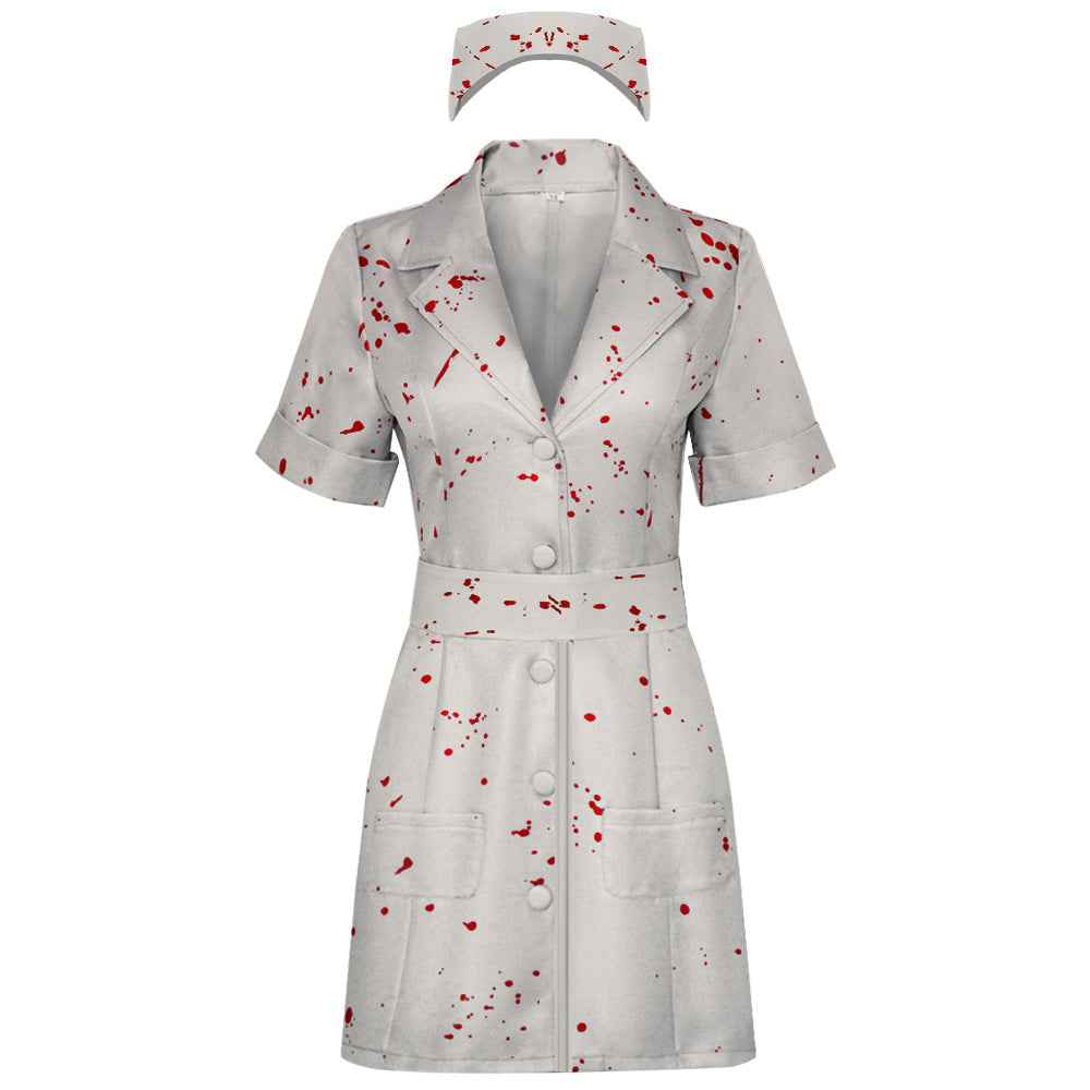 Silent Hill Nurse Cosplay Costume with Blood Splatter