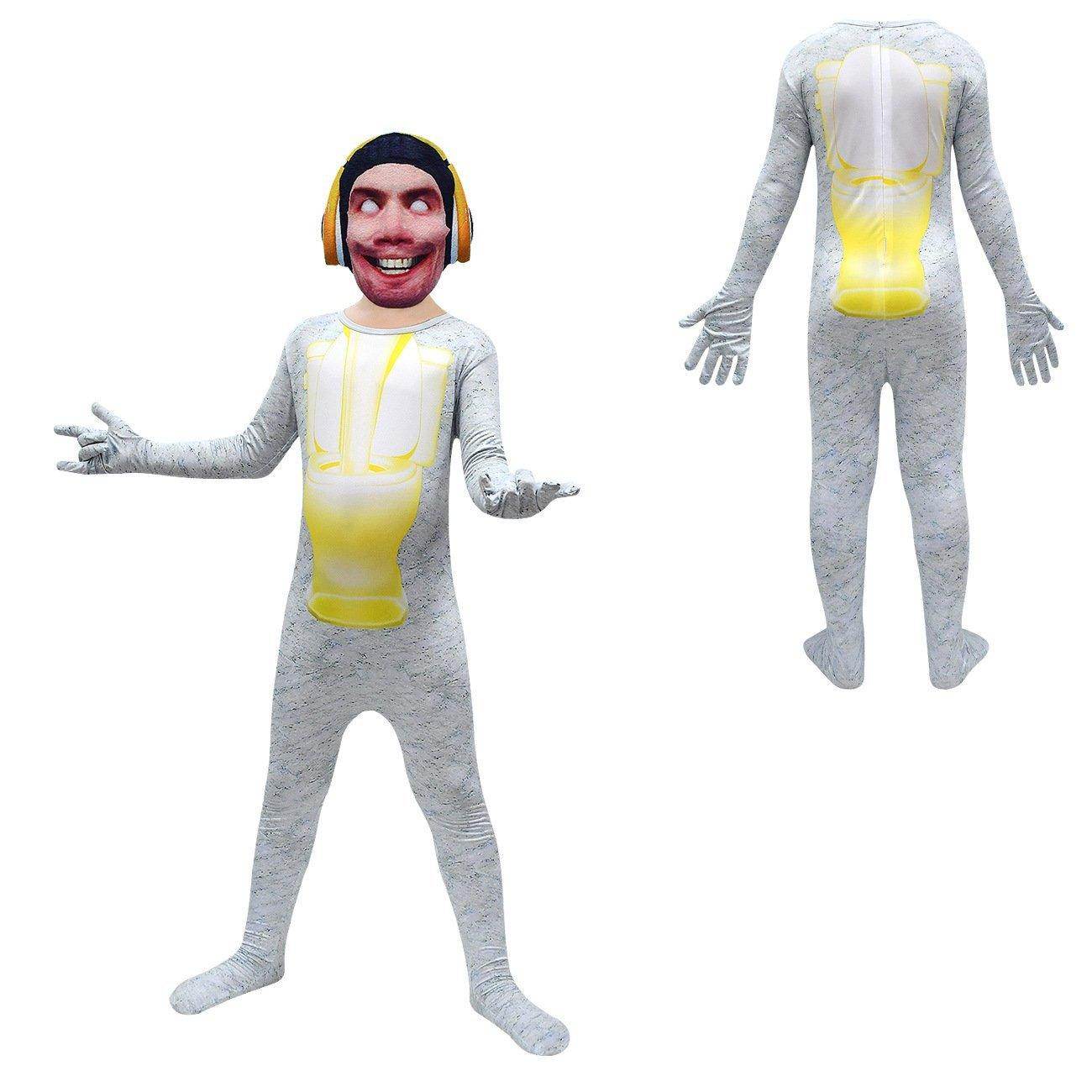 Skibidi Toilet White Jumpsuit Titan Tv man Cosplay Costume For Kids - zzcosplay