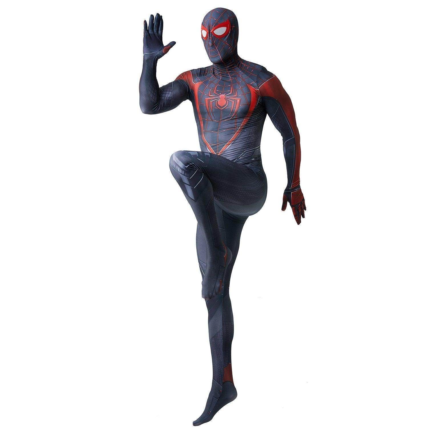 Spider-Man 2 Miles Morales Black Cosplay Jumpsuit Costume for Adults and Kids - zzcosplay