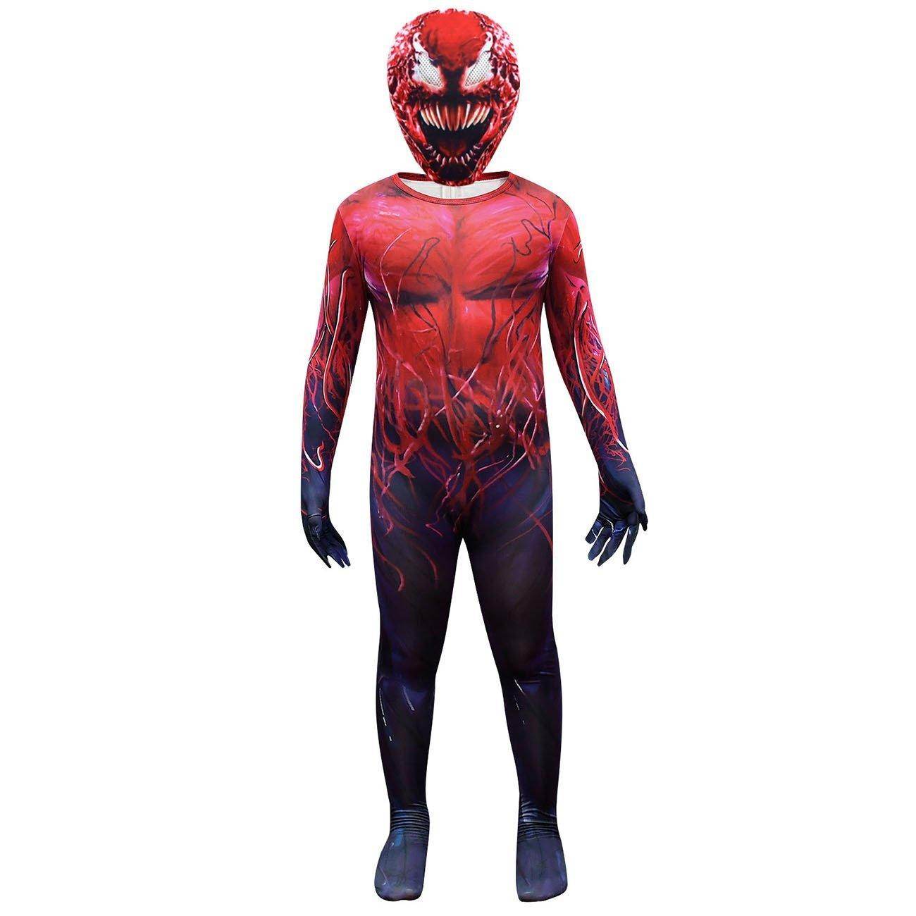 Spider-Man CARNAGE RED VENOM Costume For Kids Deluxe Zentai Cosplay Jumpsuits With Head Mask Halloween - zzcosplay