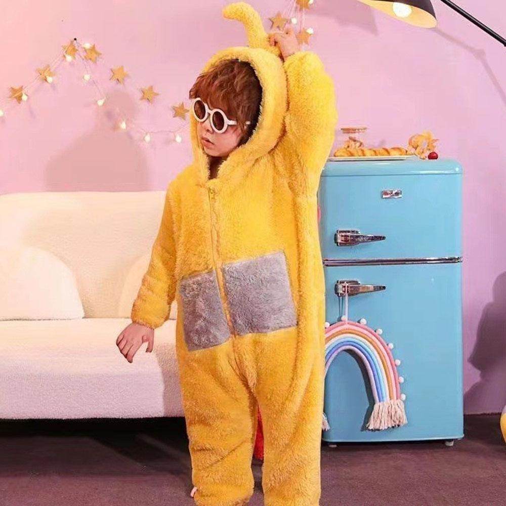 Teletubbies Tinky Winky Dipsy Po Laa-Laa Coral Fleece Onesies Pajamas for Adults Kids - zzcosplay