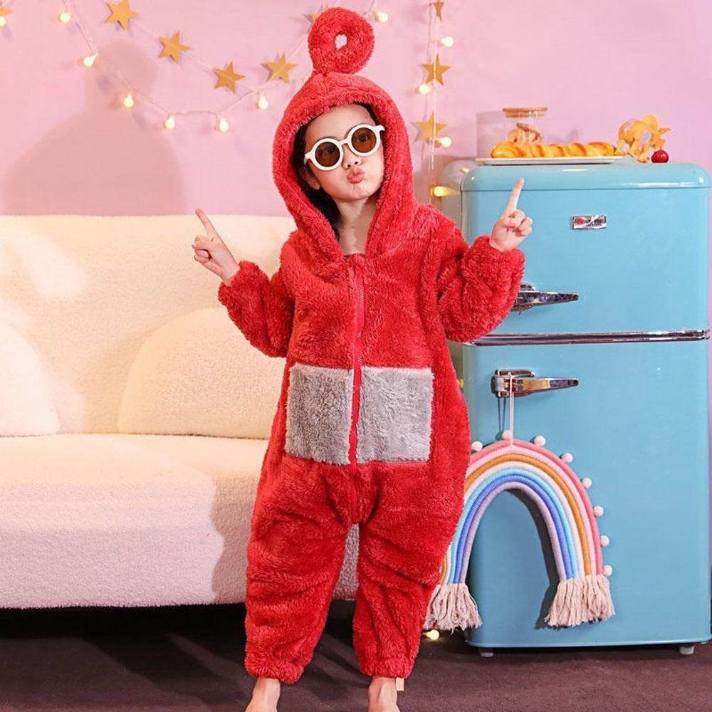 Teletubbies Tinky Winky Dipsy Po Laa-Laa Coral Fleece Onesies Pajamas for Adults Kids - zzcosplay