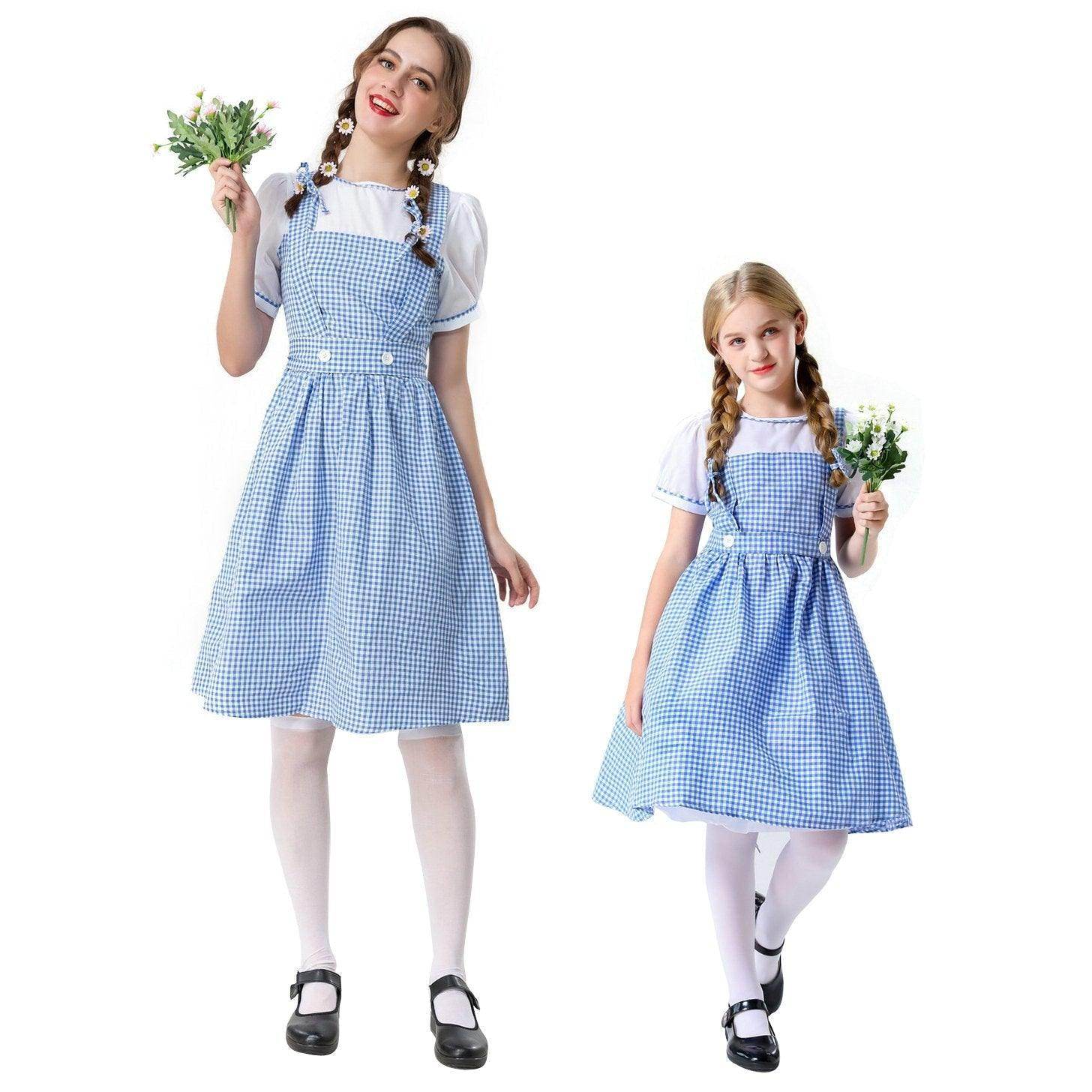 Wizard of Oz Dorothy Costume Dress Maid Alice for Girls Women - zzcosplay